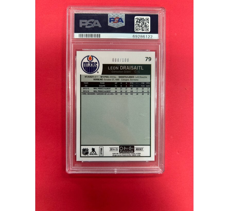 2014-15 O-PEE-CHEE  PLATINUM LEON DRAISAITL RETRO BLACK RAINBOW /100 PSA GRADED 9