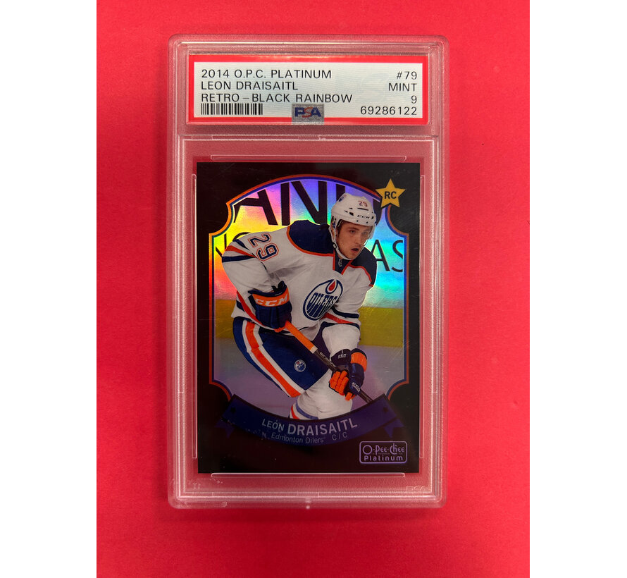 2014-15 O-PEE-CHEE  PLATINUM LEON DRAISAITL RETRO BLACK RAINBOW /100 PSA GRADED 9