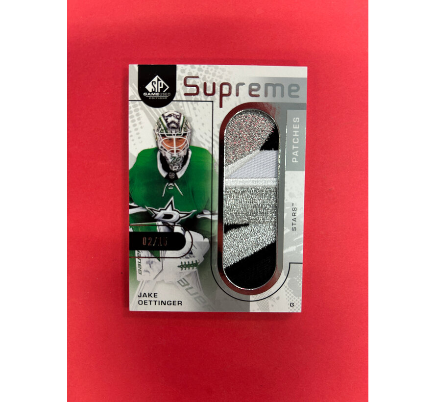 2022-23 SP GAME USED JAKE OETTINGER SUPREME PATCHES /15