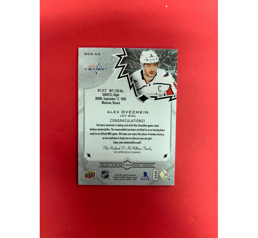 2018-19 UPPER DECK BLACK DIAMOND ALEX OVECHKIN RELICS /149