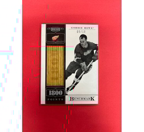 PANINI 2011-12 PANINI DOMINION GORDIE HOWE BENCHMARKS 1800 GAME USED STICK 9/10 JERSEY NUMBERED