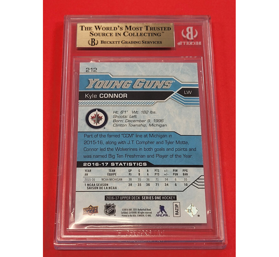 2016-17 UPPER DECK KYLE CONNOR YOUNG GUNS BECKETT 9.5