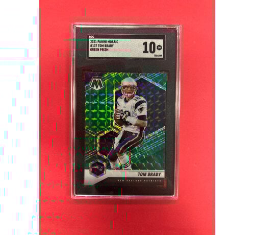 PANINI 2021 PANINI MOSAIC TOM BRADY GREEN PRIZM SGC GRADED 10