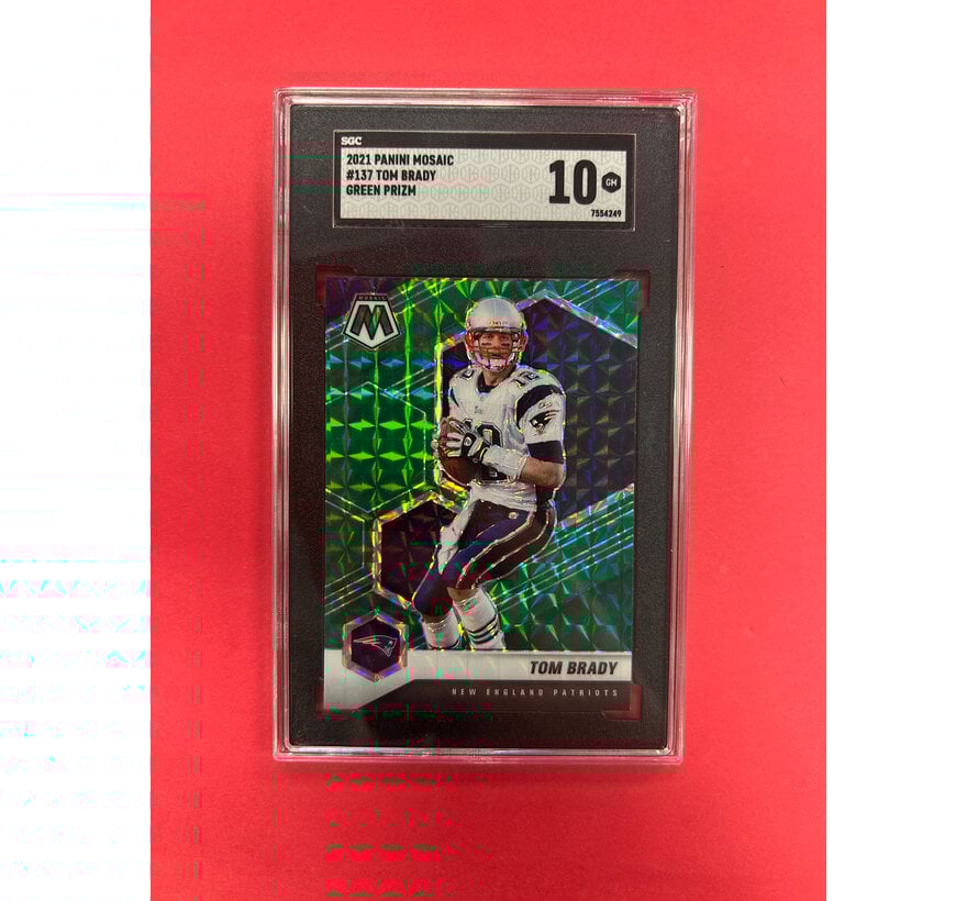 2021 PANINI MOSAIC TOM BRADY GREEN PRIZM SGC GRADED 10