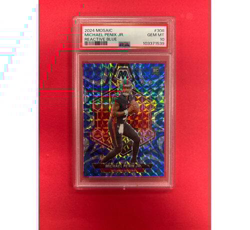 PANINI 2024 PANINI MOSAIC MICHAEL PENIX JR REACTIVE BLUE PSA GRADED 10