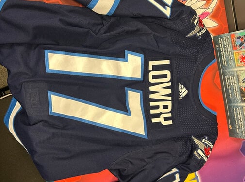 ADAM LOWRY GAME USED PHOTOMATCHED 2018-19 HOME JERSEY WINNIPEG JETS COA