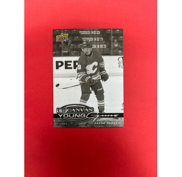 UPPER DECK 2025-26 UPPER DECK SERIES 1 ZAYNE PAREKH YOUNG GUNS BLACK AND WHITE CANVAS