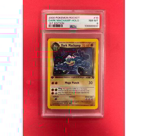 POKEMON 2000 POKEMON TEAM ROCKET DARK MACHAMP 1ST EDITION HOLO PSA GRADED 8