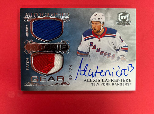 UPPER DECK 2020-21 UPPER DECK THE CUP ALEXIS LAFRENIERE AUTOGRAPHED ROOKIE GEAR /24