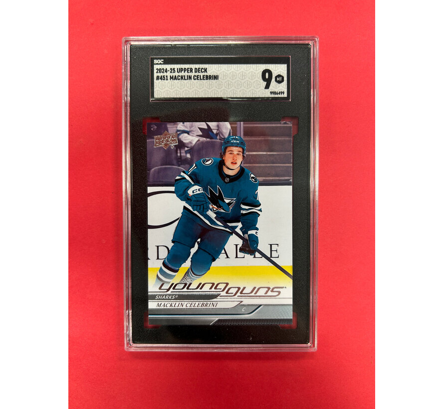 2024-25 UPPER DECK SERIES 2 MACKLIN CELEBRINI YOUNG GUNS SGC GRADED 9