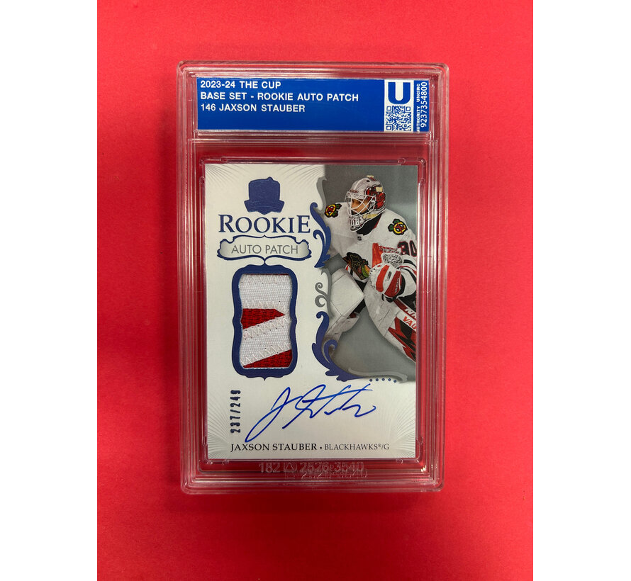 2023-24 UPPER DECK THE CUP JAXSON STAUBER ROOKIE PATCH AUTO /249
