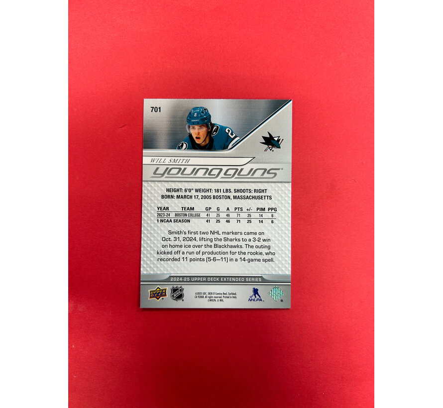 2024-25 UPPER DECK EXTENDED SERIES WILL SMITH YOUNG GUNS