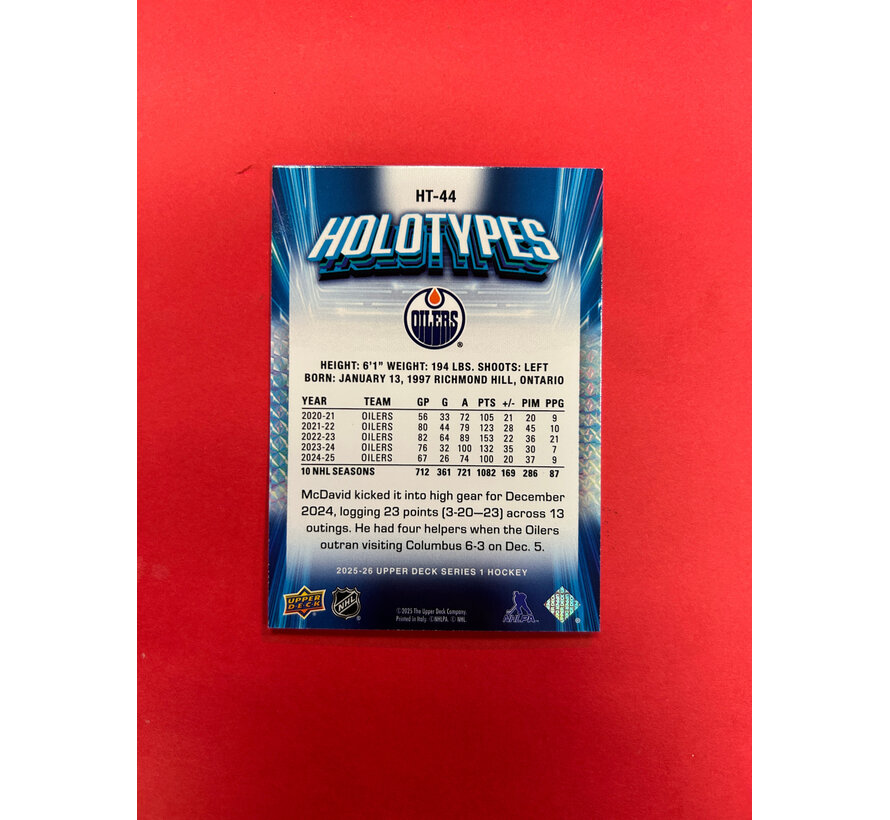 2025-26 UPPER DECK SERIES 1 CONNOR MCDAVID HOLOTYPES SSP