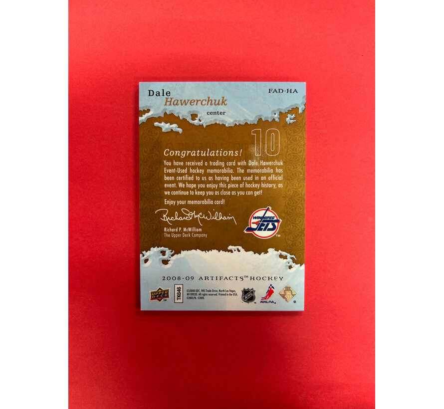 2008-09 UPPER DECK ARTIFACTS DALE HAWERCHUK FROZEN MATERIALS /50