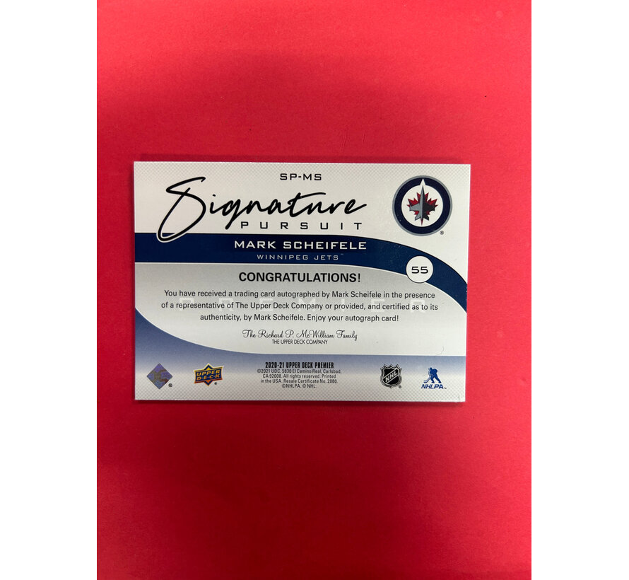 2020-21 UPPER DECK PREMIER MARK SCHEIFELE PREMIER SIGNATURE PURSUIT AUTO /35