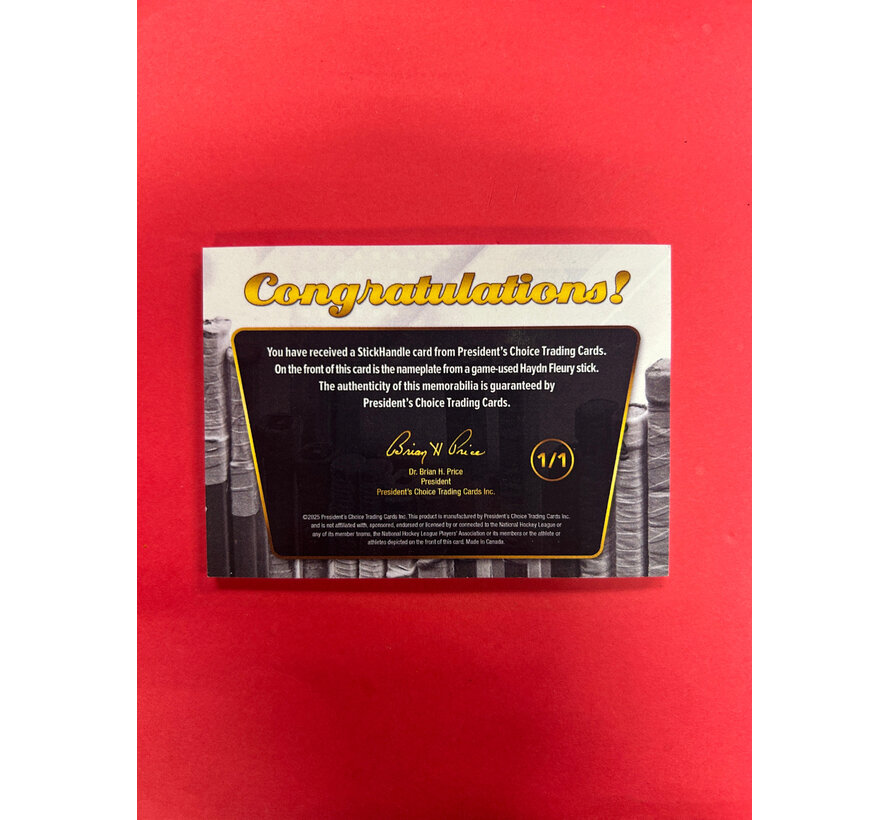 2025 PRESIDENTS CHOICE STICK HANDLE HAYDN FLEURY 1/1