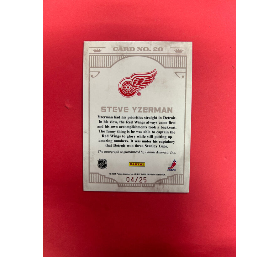 2011-12 PANINI CROWN ROYALE STEVE YZERMAN ICE KINGS AUTOGRAPH /25