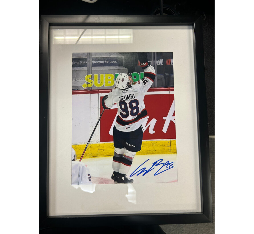 CONNOR BEDARD AUTOGRAPHED FRAMED 8X10 REGINA PATS ROOKIE AUTOGRAPH IN PERSON