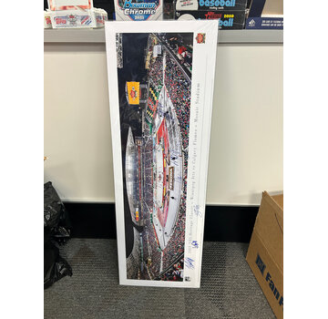 WINNIPEG JETS AUTOGRAPHED HEADER BOARD HERITAGE CLASSIC LAINE/HELLEBUYCK/BROSSOIT/P.MAURICE/K.CHEVELDAYOFF/BEALIEU