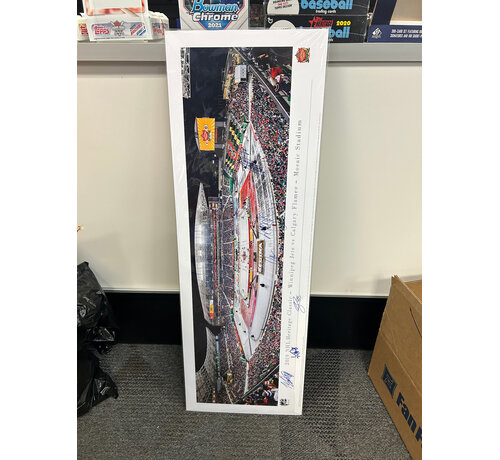 WINNIPEG JETS AUTOGRAPHED HEADER BOARD HERITAGE CLASSIC LAINE/HELLEBUYCK/BROSSOIT/P.MAURICE/K.CHEVELDAYOFF/BEALIEU