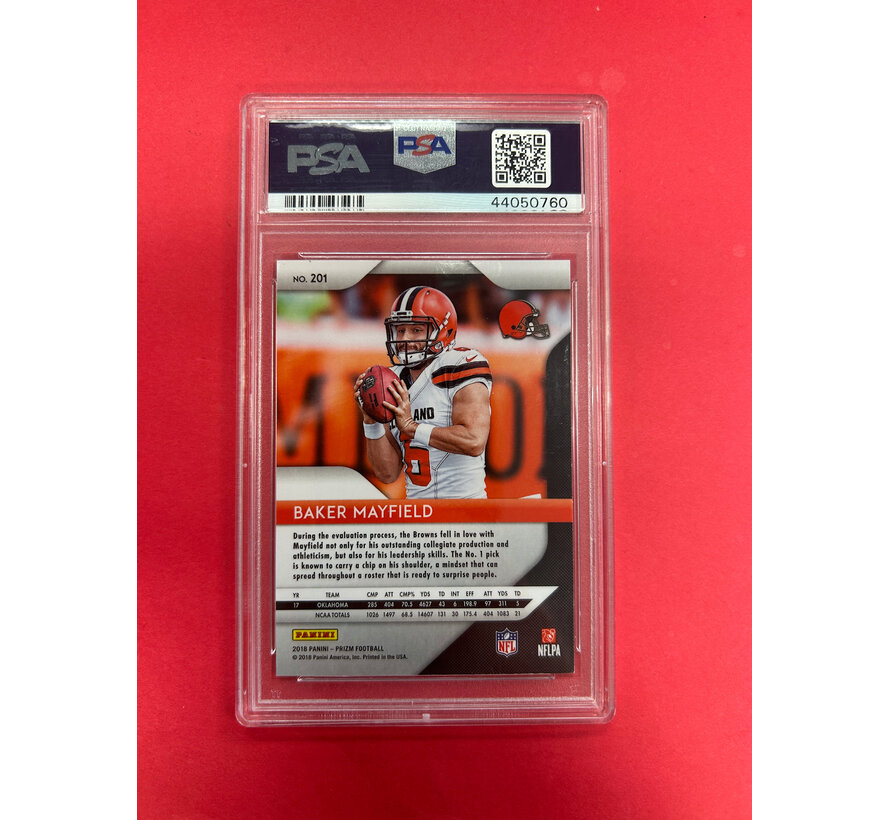 2018 PANINI PRIZM BAKER MAYFIELD  ROOKIE PSA GRADED 10