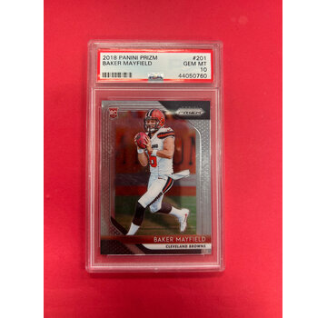 PANINI 2018 PANINI PRIZM BAKER MAYFIELD  ROOKIE PSA GRADED 10