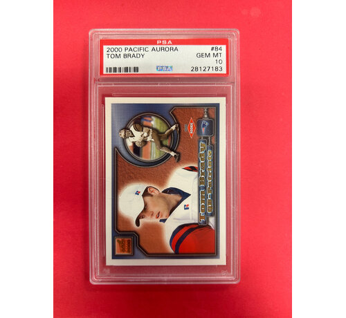 2000 PACIFIC AURORA TOM BRADY ROOKIE CARD PSA GRADED 10