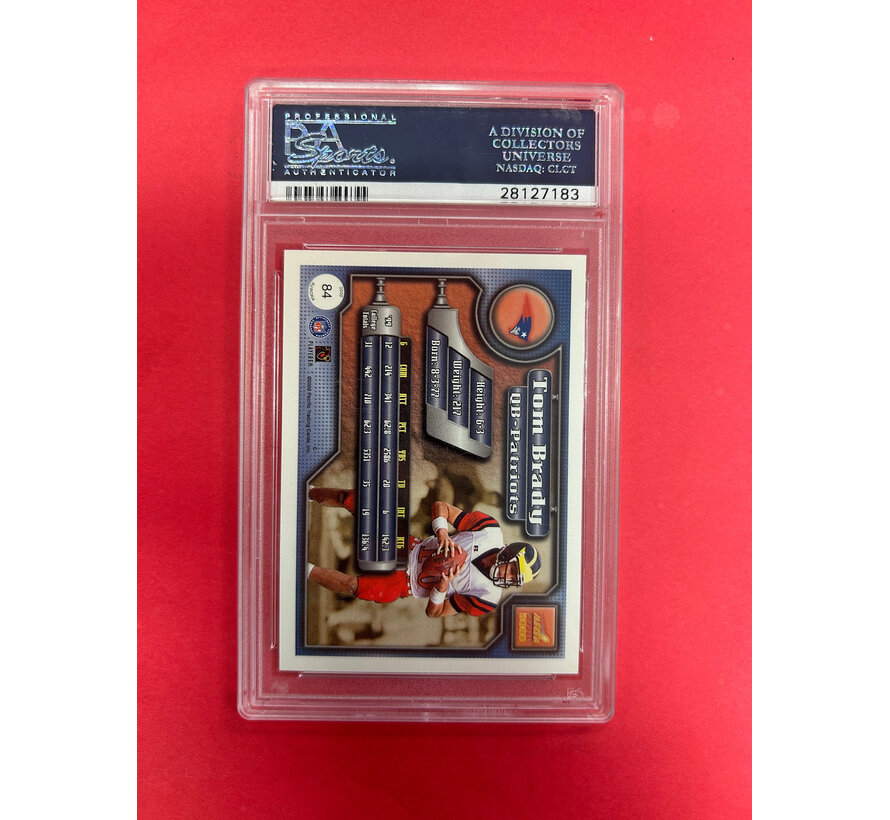 2000 PACIFIC AURORA TOM BRADY ROOKIE CARD PSA GRADED 10