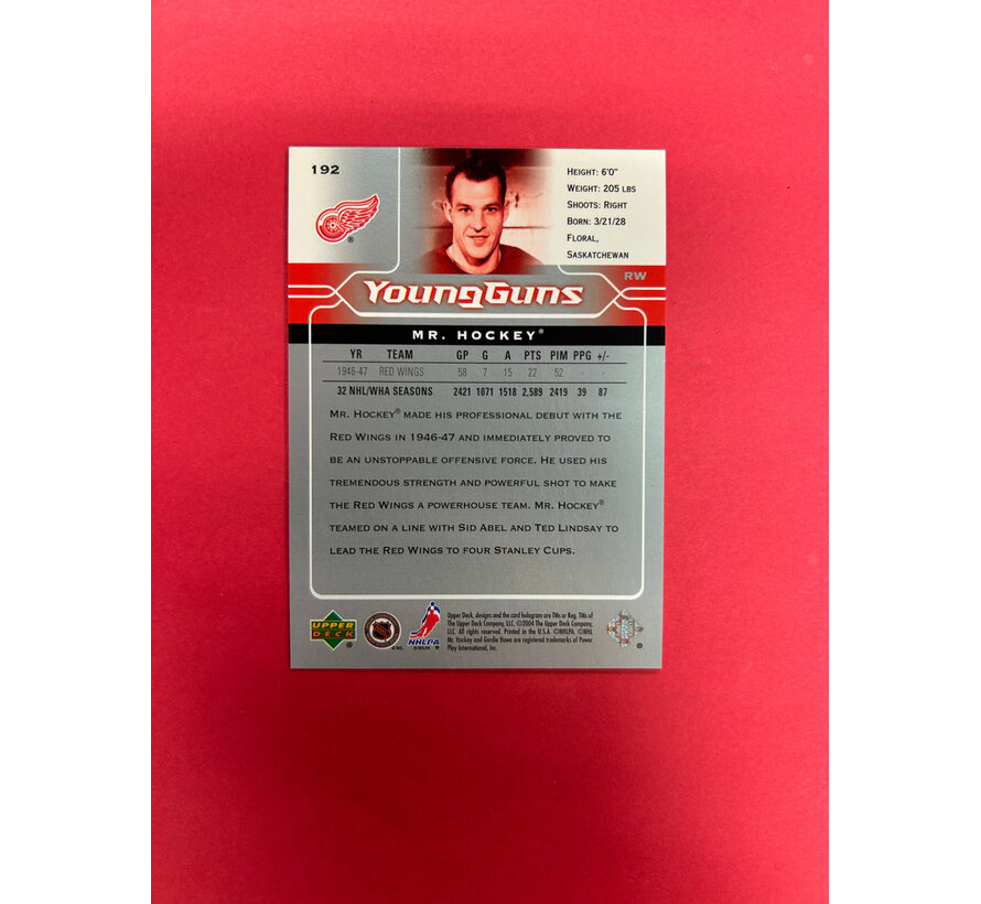 2003-04 UPPER DECK GORDIE HOWE YOUNG GUNS RETRO CANADIAN EXCLUSIVE /25