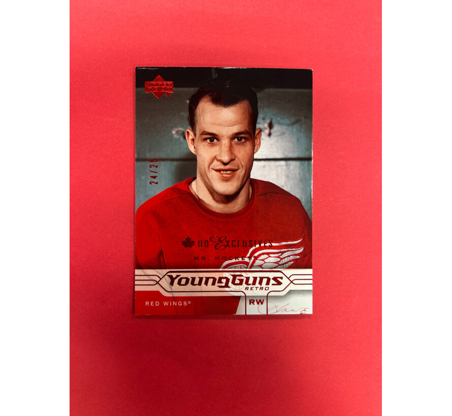 2003-04 UPPER DECK GORDIE HOWE YOUNG GUNS RETRO CANADIAN EXCLUSIVE /25