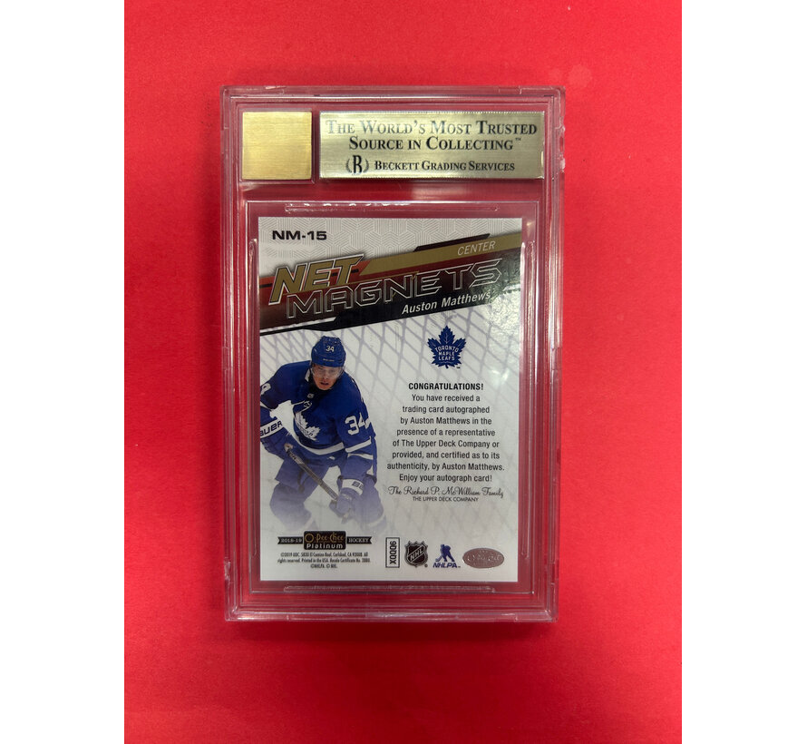 2018-19 OPC PLATINUM AUSTON MATTHEWS NET MAGNETS RAINBOW AUTOGRAPH BECKETT GRADED 9.5 AUTO 9