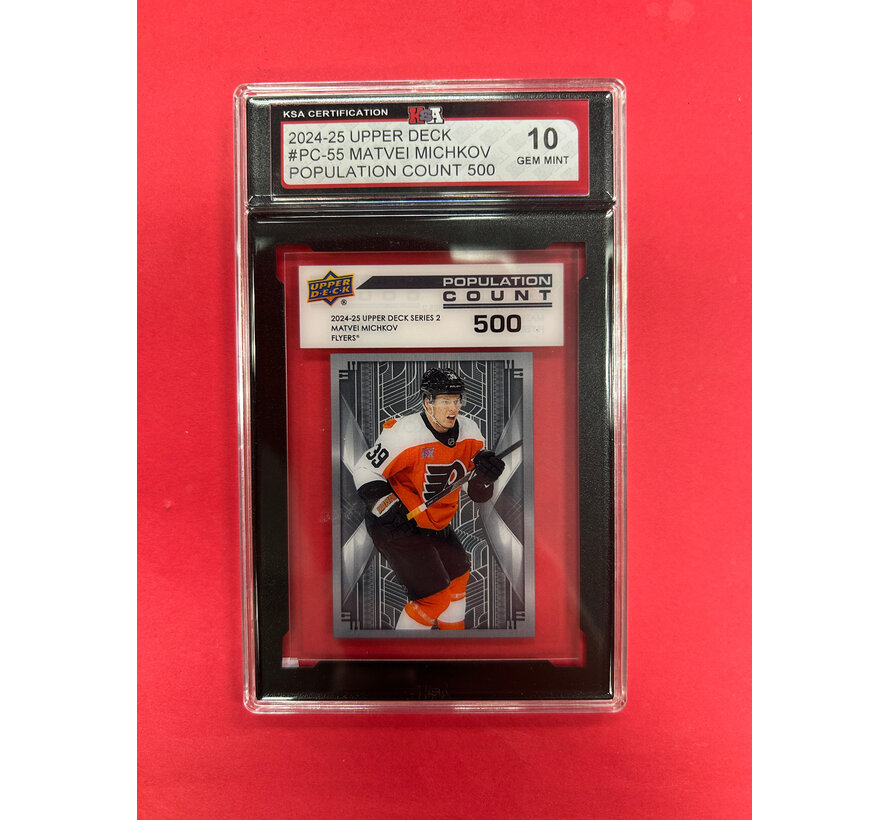 2024-25 UPPER DECK SERIES 2 MATVEI MICHKOV POPULATION COUNT 500 KSA GRADED 10