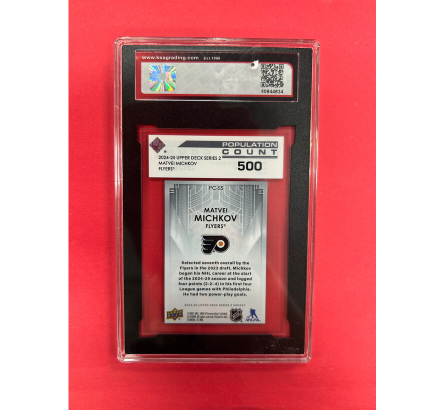 2024-25 UPPER DECK SERIES 2 MATVEI MICHKOV POPULATION COUNT 500 KSA GRADED 10