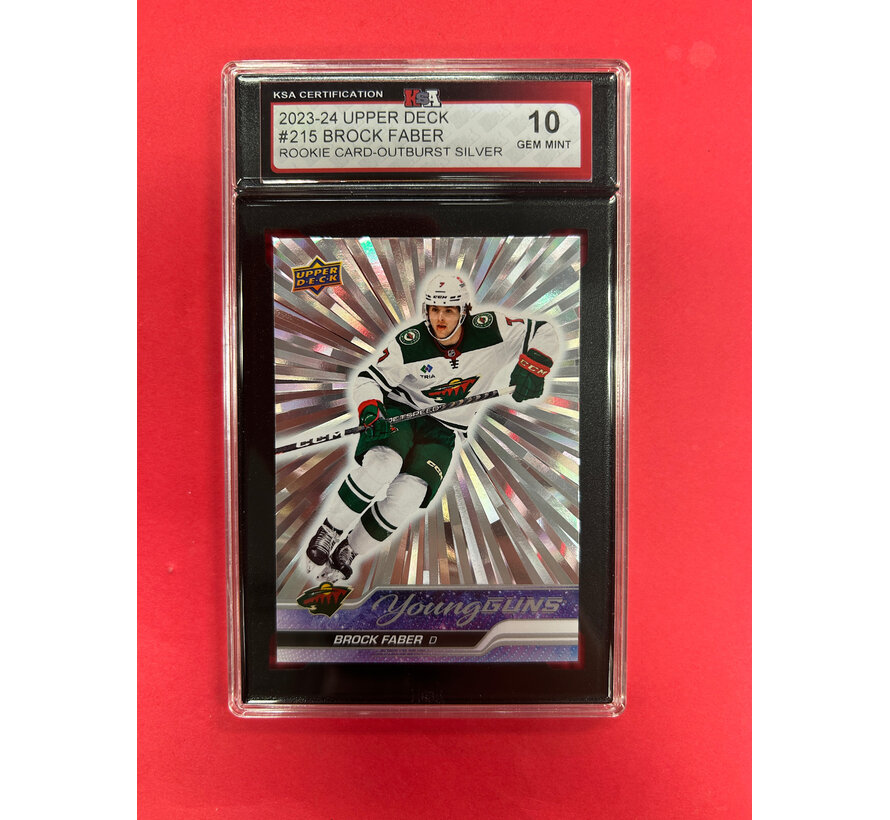2023-24 UPPER DECK SERIES 1 BROCK FABER YOUNG GUNS OUTBURST KSA GRADED 10