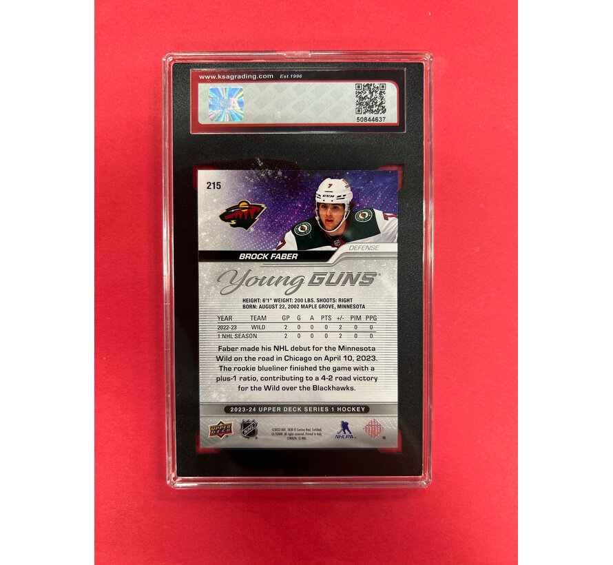 2023-24 UPPER DECK SERIES 1 BROCK FABER YOUNG GUNS OUTBURST KSA GRADED 10