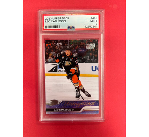 UPPER DECK 2023-24 UPPER DECK SERIES 2 LEO CARLSSON YOUNG GUNS PSA GRADED 9