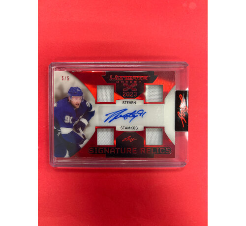 LEAF 2023 LEAF ULTIMATE HOCKEY STEVEN STAMKOS SIGNATURE RELICS RUBY /5