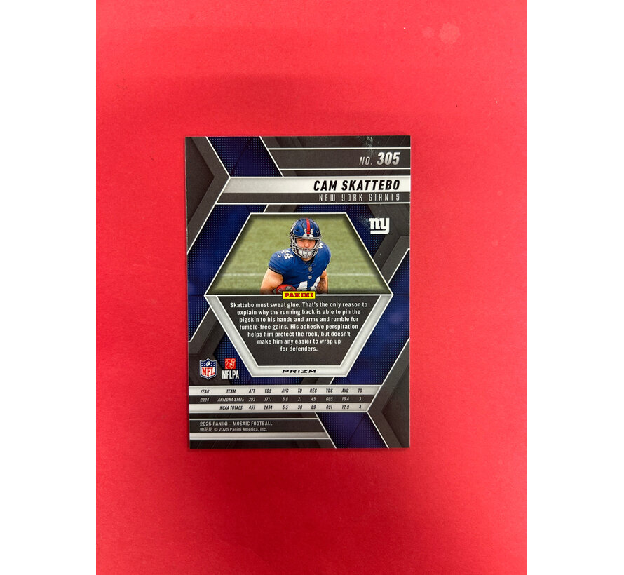 2025 PANINI MOSAIC CAM SKATTEBO RED WHITE ROOKIE