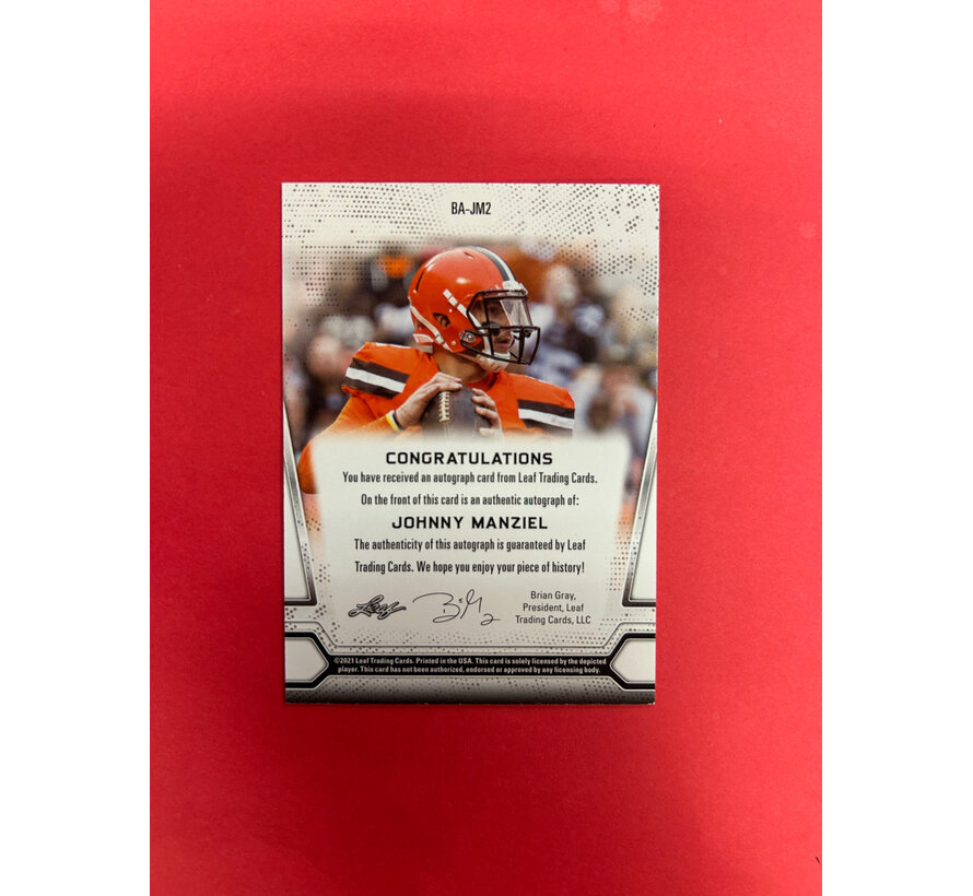2021 LEAF INCRIPTIONS JOHNNY MANZIEL AUTOGRAPH