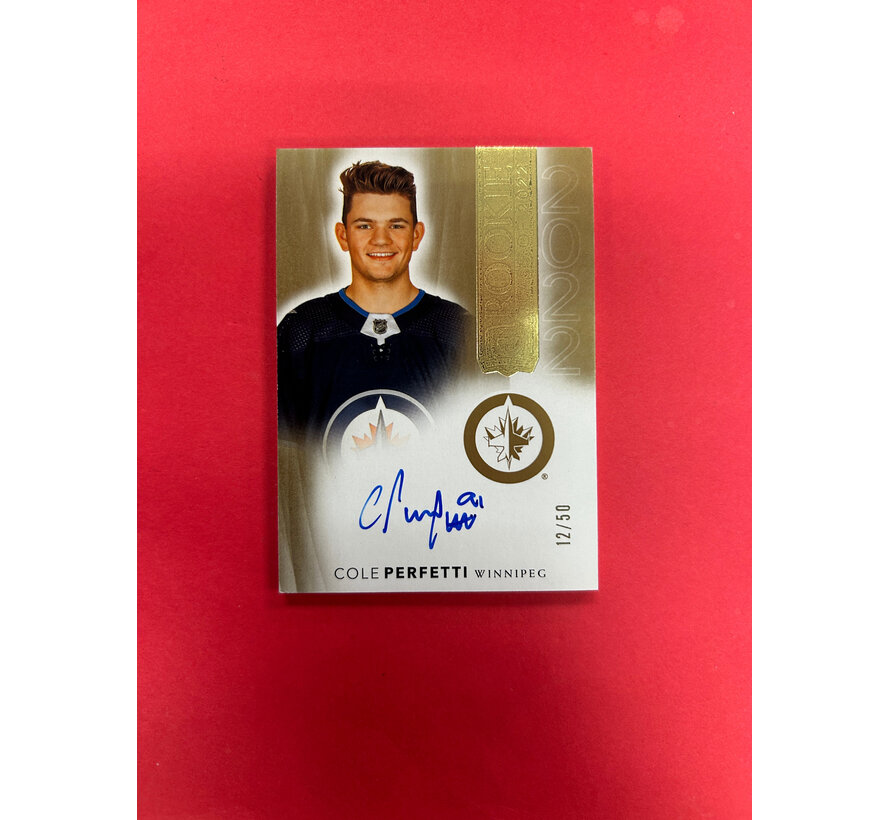 2021-22 UPPER DECK THE CUP COLE PERFETTI ROOKIE SIGNATURES GOLD /50