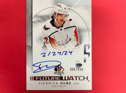 UPPER DECK 2024-25 SP AUTHENTIC PIERRICK DUBE FUTURE WATCH AUTOGRAPH INSCRIBED/999