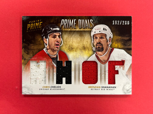 PANINI 2013-14 PANINI PRIME CHELIOS/ SHANAHAN DUAL JERSEY HHOF /200