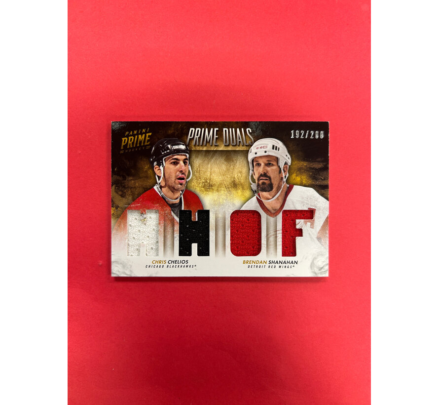 2013-14 PANINI PRIME CHELIOS/ SHANAHAN DUAL JERSEY HHOF /200