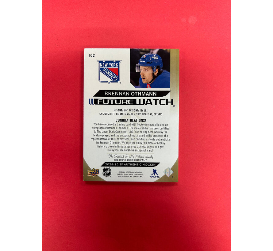 2024-25 SP AUTHENTIC BRENNAN OTHMANN FUTURE WATCH AUTO PATCH /50