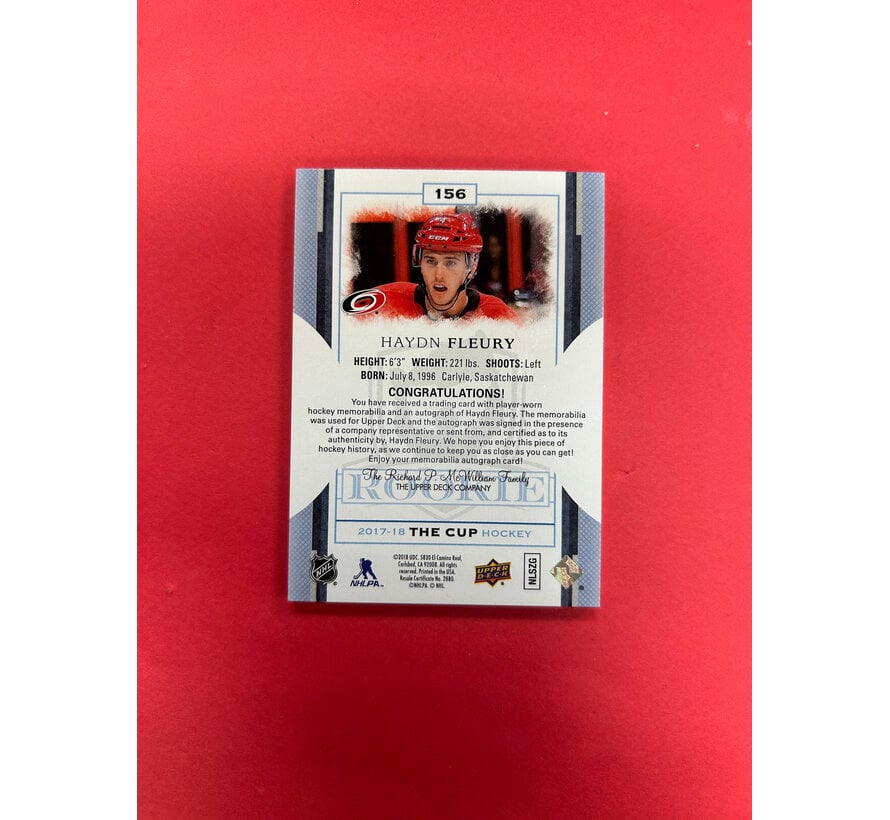 2017-18 UPPER DECK HAYDN FLEURY ROOKIE PATCH AUTO /249