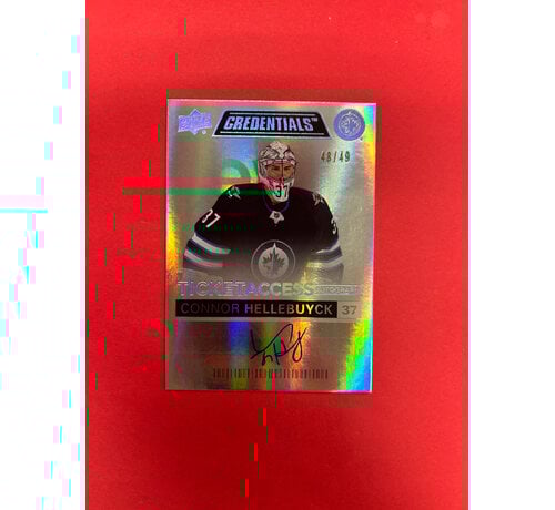 UPPER DECK 2021-22 UPPER DECK CREDENTIALS CONNOR HELLEBUYCK TICKET ACCESS AUTO /49