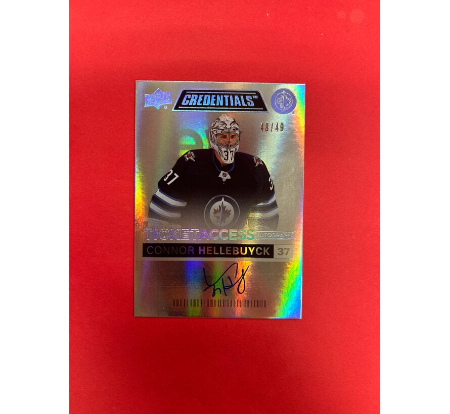 2021-22 UPPER DECK CREDENTIALS CONNOR HELLEBUYCK TICKET ACCESS AUTO /49
