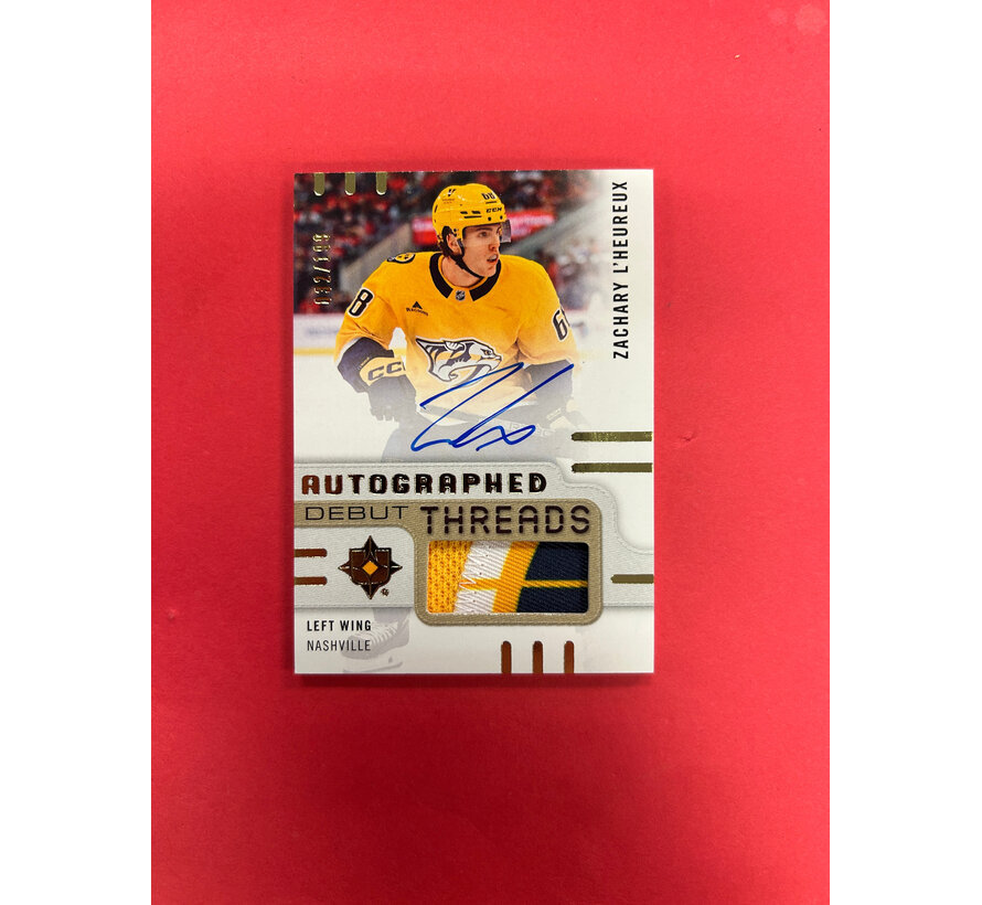2024-25 UPPER DECK ULTIMATE ZACHARY L'HEUREUX AUTOGRAPHED DEBUT PATCHES /199