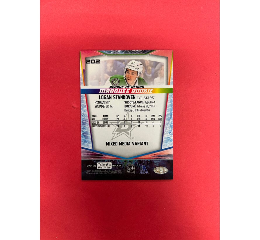 2024-25 OPC PLATINUM LOGAN STANKOVEN MARQUEE ROOKIE MIXED MEDIA VARIANT