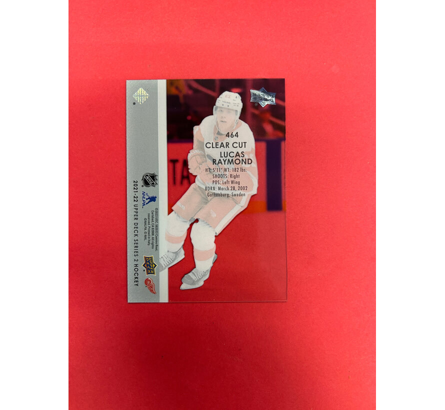 2021-22 UPPER DECK SERIES 2 LUCAS RAYMOND YOUNG GUNS CLEAR CUT